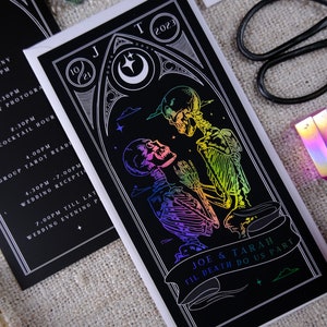 Unique Foiled Tarot Card Invitation Suite 'Til Death Do Us Part', Personalised 3 piece set for Wedding & Events image 2