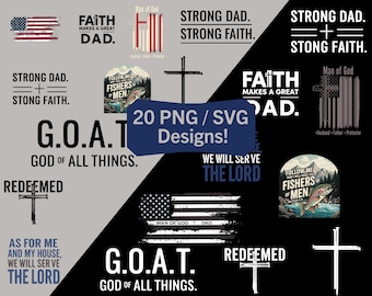 Men's Christian SVG Dad Bundle: 20 Faith Scripture Designs (Digital Download)
