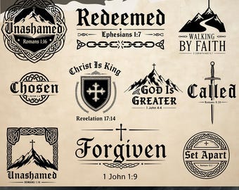 Christian Celtic SVG Bundle | Bible Verse Phrases & Symbols | Men's Tshirt PNG Designs | Cricut File