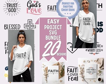 Easy Project SVG Bundle – Beginner Friendly Christian Faith Designs | Simple SVG PNG Digital Download