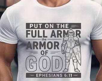 Christian Men's T-Shirt Design | Armor of God Design SVG/PNG (Digital Download)