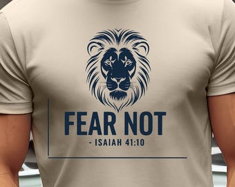 Christelijk T-shirtontwerp voor heren | Vrees niet - Jesaja 41:10 ontwerp SVG/PNG (digitale download)