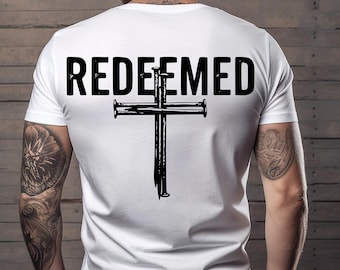 SVG File Religious Redeemed Shirt Design Faith Cross Gift for Men