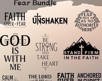 Men's Faith Over Fear SVG Bundle | Christian T-Shirt Designs (Digital Download)