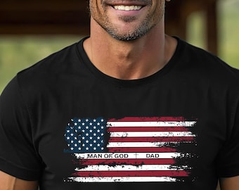 Christian Dad T-Shirt Design, American Flag (Digital Download)