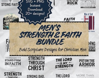 Men's Strength Christian SVG Bundle | Scripture T-Shirt Designs (Digital Download)