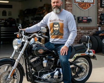 World's Best Dad Vintage Beard Illustration Long Sleeve Shirt