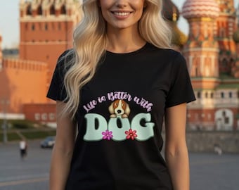 Beagle Hund Grafik T-Shirt | Pastell Welpe Illustration, Blumen Design