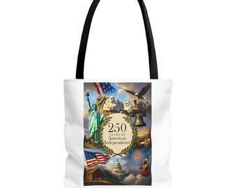 250 Years of American Independence Tote Bag | Patriotic Statue of Liberty Liberty Bell Capitol