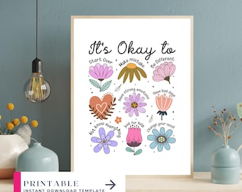 Floral Affirmations Printable Poster, Encouraging Wall Art (PDF)