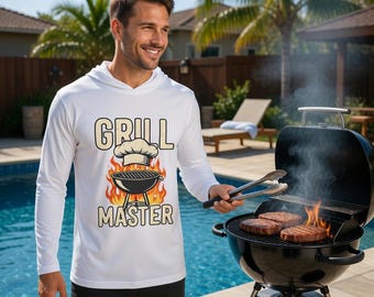 Grill Master graphic Hoodie | BBQ Chef, Flaming Grill Design