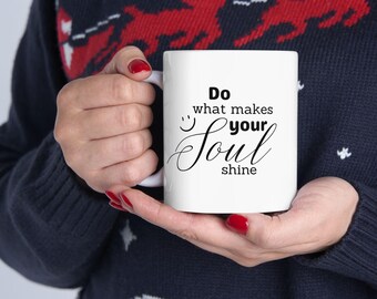 Smiley Face Joyful Script Mug | Ceramic Coffee Cup