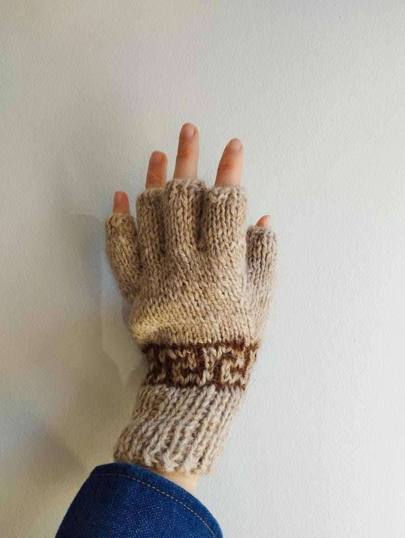 PUNA - Handwoven Fingerless Gloves | Organic Llama Wool | Kolla Artisan Made image 2