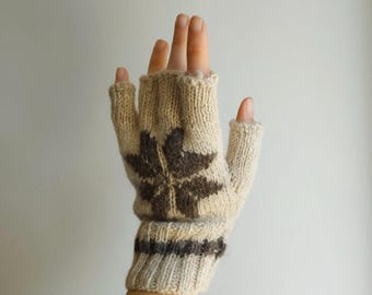 BRUMA - Organic Llama Wool Mittens | Handwoven Fingerless Gloves