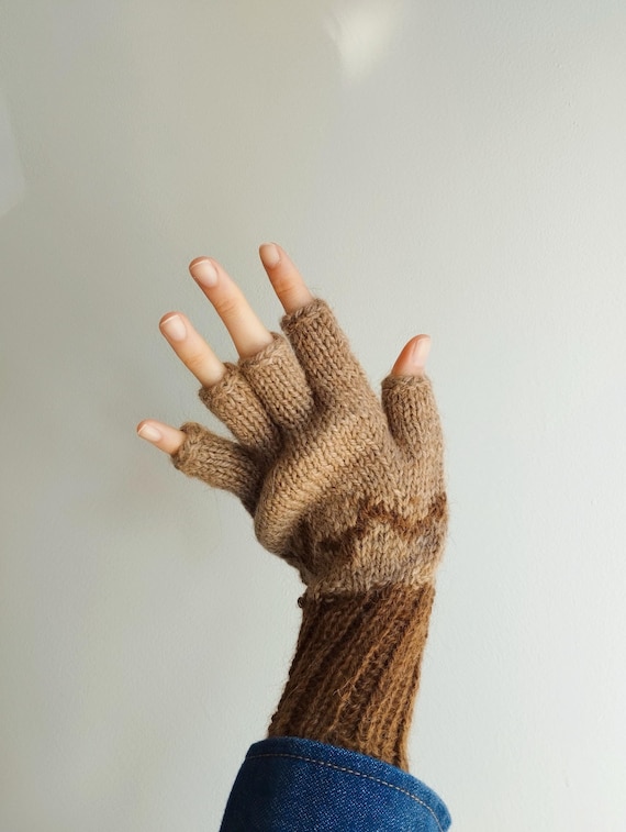 ARENA - Handwoven Organic Llama Wool Fingerless Mittens | One of a Kind