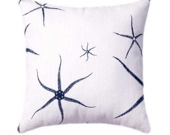 Sea Star.Danish Starfish Indigo and Natural.Pillowcovers.Slipcovers.Toss Pillows.Throw pillows.Accents