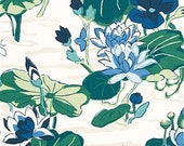 One 18 quot L Custom Lined Faux Flat Roman Shade Valance - Robert Allen Madcap Agawam Ocean - Floral Blue Green