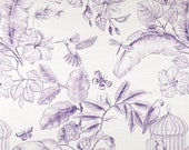 One Custom Lined Faux Flat Roman Shade Valance - Toile Bird Butterfly Menagerie Grape - Purple