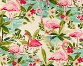 One 18 quot L Custom Lined Faux Flat Roman Shade Valance - Flamingo Tropical Bird - Pink Green Blue Black