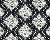 One 40 quot W x 18 quot L Custom LINED Faux Roman Shade Valance - Robert Allen Kavali Ogee Midnight - Damask