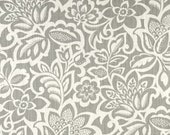 One Custom Lined Faux Flat Roman Shade Valance - Floral Haze - Grey Cream