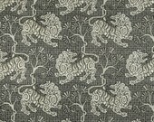 One Lined Faux Roman Shade Valance - Single Fold 18 quot L with Rod Pocket - Lion Toile Chinoiserie - Grey