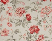 Two 26 x 26 Custom Pillow Euro Covers - Duralee Geranium Floral - Grey Coral Pink Red