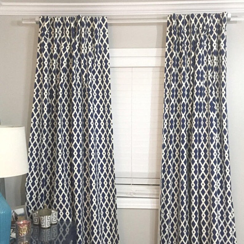 Two 96L x 50W Custom Curtain Panels with Hidden Back Tabs Anderson Large Checks Plaid Bella Pink