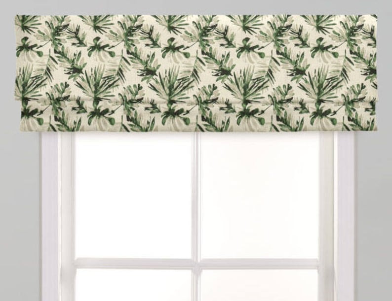 Lion Toile Chinoiserie Grey One Lined Faux Roman Shade Valance Single Fold 18L with Rod Pocket
