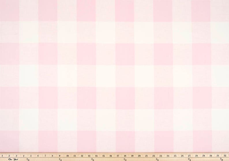 Two 96L x 50W Custom Curtain Panels with Hidden Back Tabs Anderson Large Checks Plaid Bella Pink