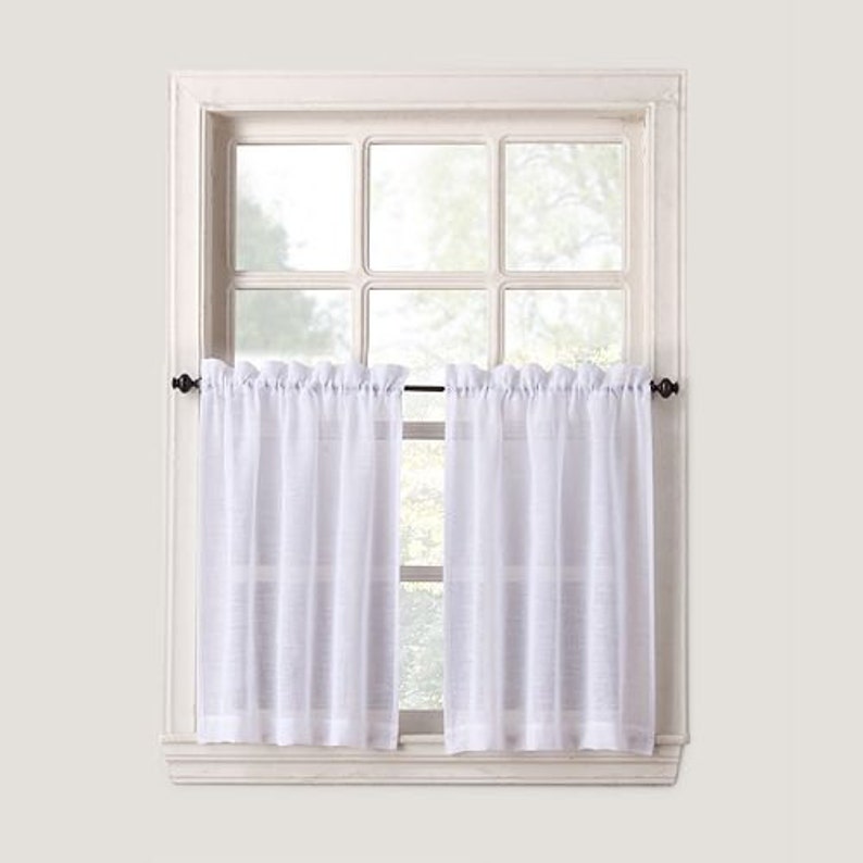Two 30W x 26L Cafe Curtains White Rod | Etsy