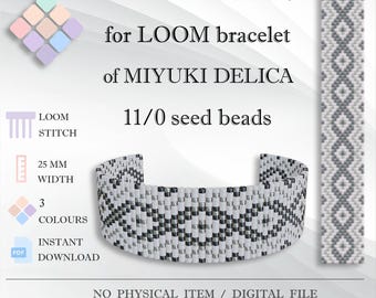 Miyuki Delica Loom Bracelet Pattern, Geometric Beading (PDF Pattern)