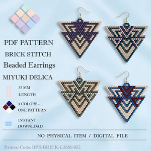 Triangle Geometric Beadwork Patterns, Stunning Brick Stitch 4-in-1 Bundle, Gift for Jewelry Makers, Miyuki Delica 11/0 Tutorial PDF Download