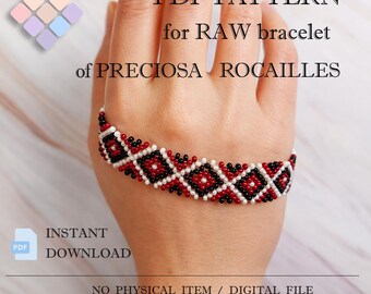 Patrón geométrico de abalorios RAW en PDF, pulsera de cuentas Preciosa para hacer tú mismo (descarga digital)