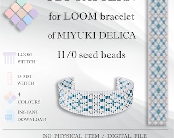 Patrón de pulsera de boda en PDF, diseño de joyería Miyuki Delica 11/0, elegante regalo de joyería con cuentas.