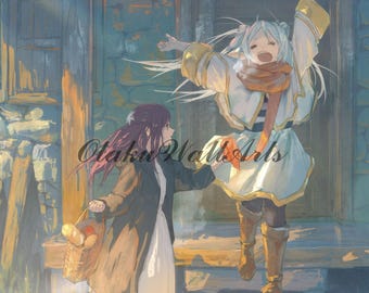 Anime Frieren Impresiones de carteles verticales de 12"x18", llavero GRATIS, impresión japonesa, impresión de fan art, impresión de retrato, tamaño personalizado / [Frieren_V (3)]