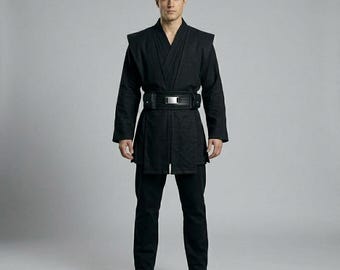 Túnica negra de caballero galáctico para hombre – Traje de guerrero para cosplay, túnica de Halloween