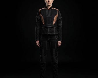 Disfraz de cosplay de Bo-Katan Kryze negro inspirado en Star Wars / Traje de cosplay de armadura galáctica para mujer.