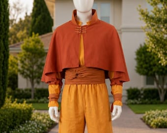 Costume de nomade de l'air inspiré d'Avatar – Tenue de cosplay haut de gamme | Costume de moine élémentaire | Cosplay pour conventions et Halloween