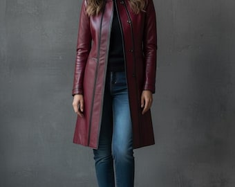 Handmade Real Vintage Maroon Leather Jacket Sleek Double-Toned Winter Coat