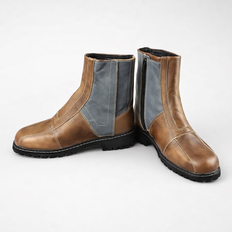 Din Djarin Mandalorian Leather Cosplay Boots 501st Legion Style Halloween Shoes - Bounty hunter footwear image 2