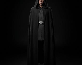 Capa mandaloriana de Luke Skywalker - Disfraz de túnica Jedi negra - Cosplay de Star Wars hecho a mano - Capa con capucha de Caballero Jedi Oscuro - El Retorno del Jedi