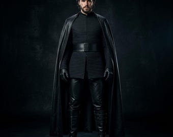 Túnica de cuero negro para cosplay de Sith – Disfraz de guerrero galáctico, traje de armadura personalizado