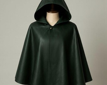 Cape Cosplay Scout Anime | Cape à capuche en similicuir verte