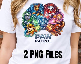 Cartoon Dog Police Team PNG Kids Birthday T-Shirt Design (Digital Download)
