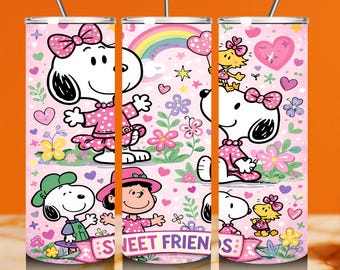 Envoltura para vaso de perro de dibujos animados, delgada, de 20 oz / Diseño de cachorro con corazón rosa y arcoíris / Envoltura para vaso de perro kawaii PNG / Descarga digital por sublimación