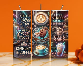 Frases divertidas sobre café, diseño de sublimación para vaso delgado de 20 oz, diseños divertidos para sublimación, diseño PNG para envoltura de vaso de café, descarga digital