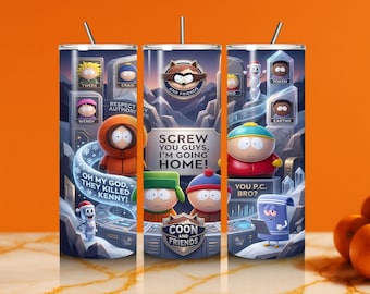 Cartoon Character Tumbler Wrap PNG | Retro Animated Collage 20oz Skinny Tumbler Design | Digital Download