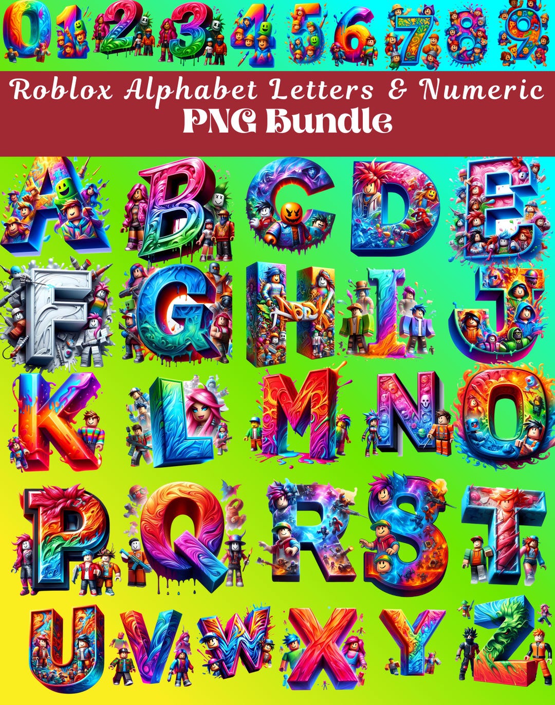 Letter Egaming Gaming Alphabet PNG Bundle | 3D Letters, Numbers Clipart (digital ...