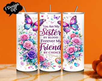 Diseño de vaso "Hermana Mariposa": Wrap Delgado de 20 oz PNG (Descarga Digital)